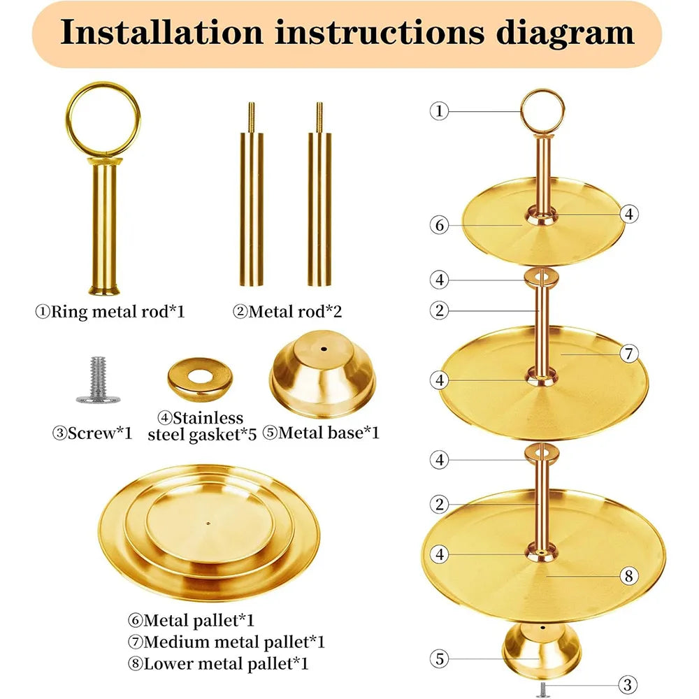 🍰 Elegant 3-Tier Stainless Steel Dessert Stand