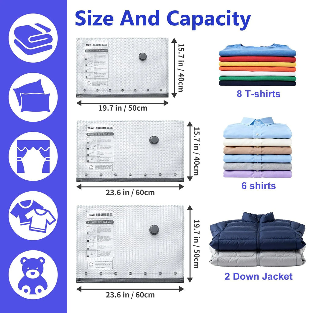 🧳 Vacuum Bags for Clothes – Travel & Storage Set