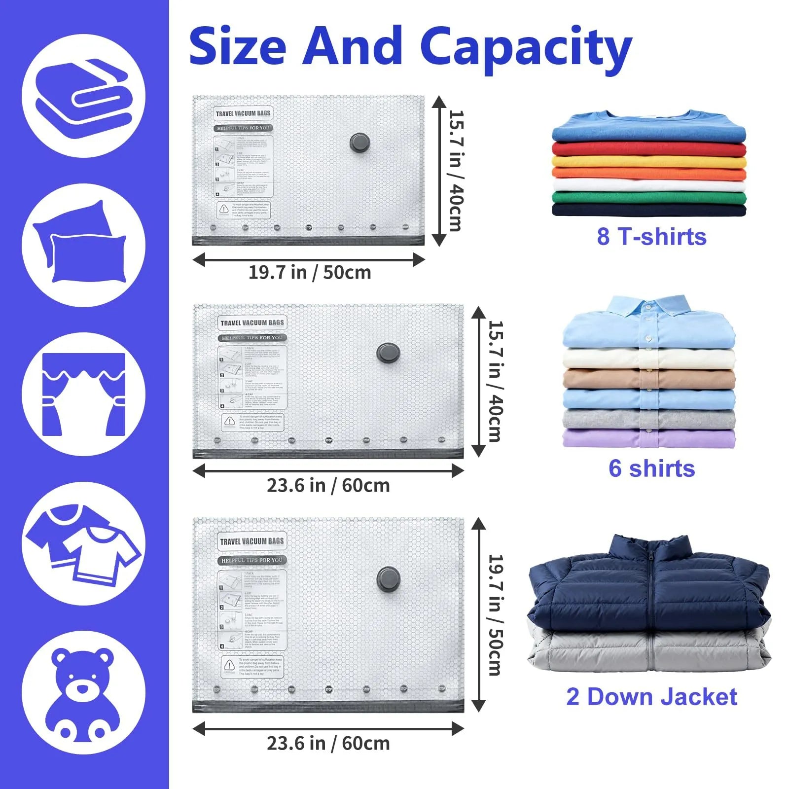🧳 Vacuum Bags for Clothes – Travel & Storage Set