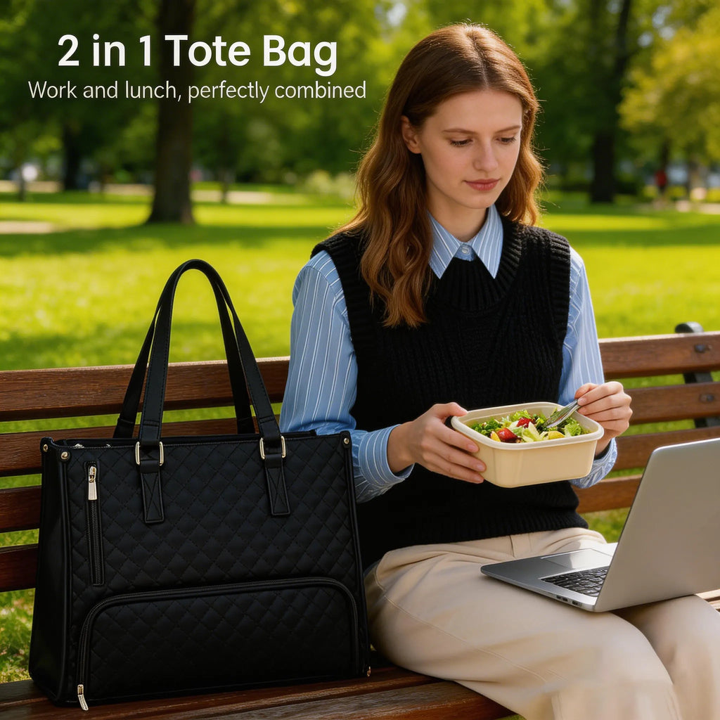 🖤Large capacity insulated handbag, can hold a laptop and lunchbox