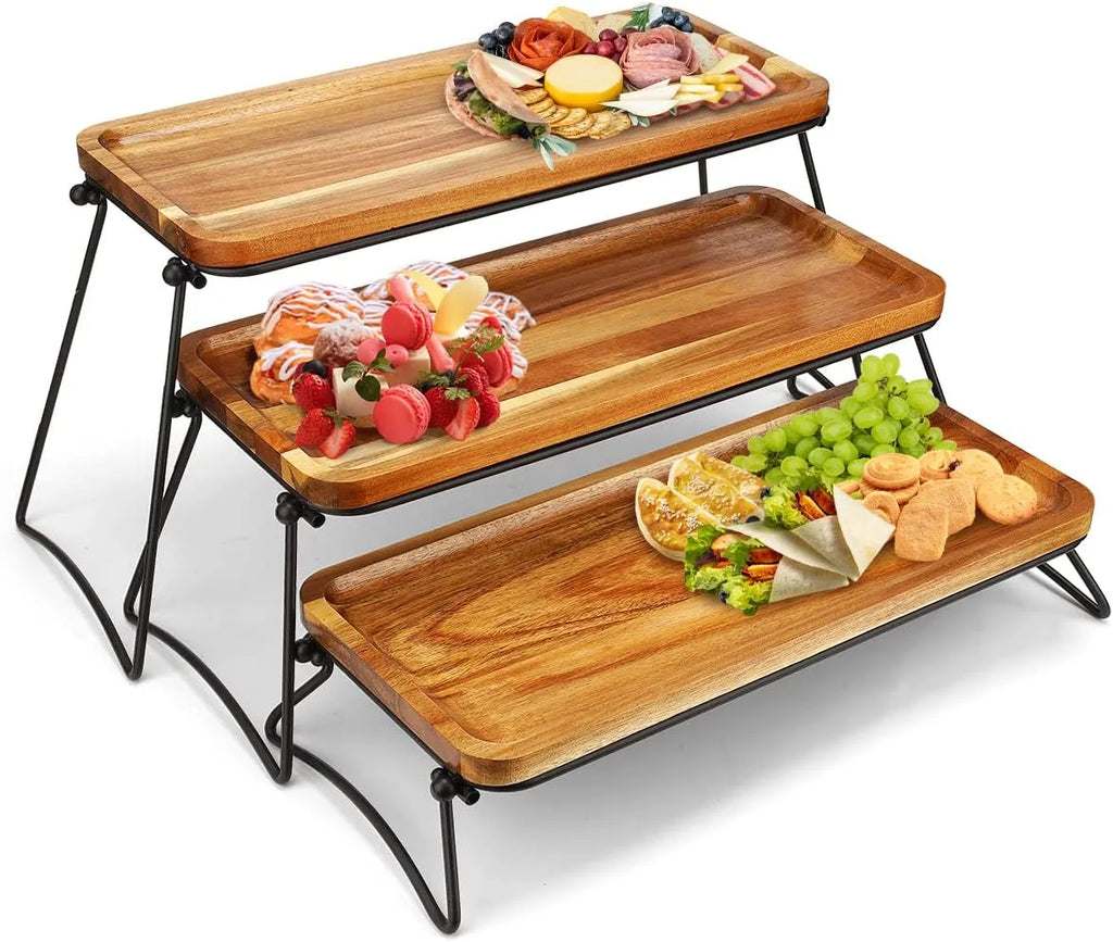 3-Tier Acacia Wood Cupcake & Serving Stand