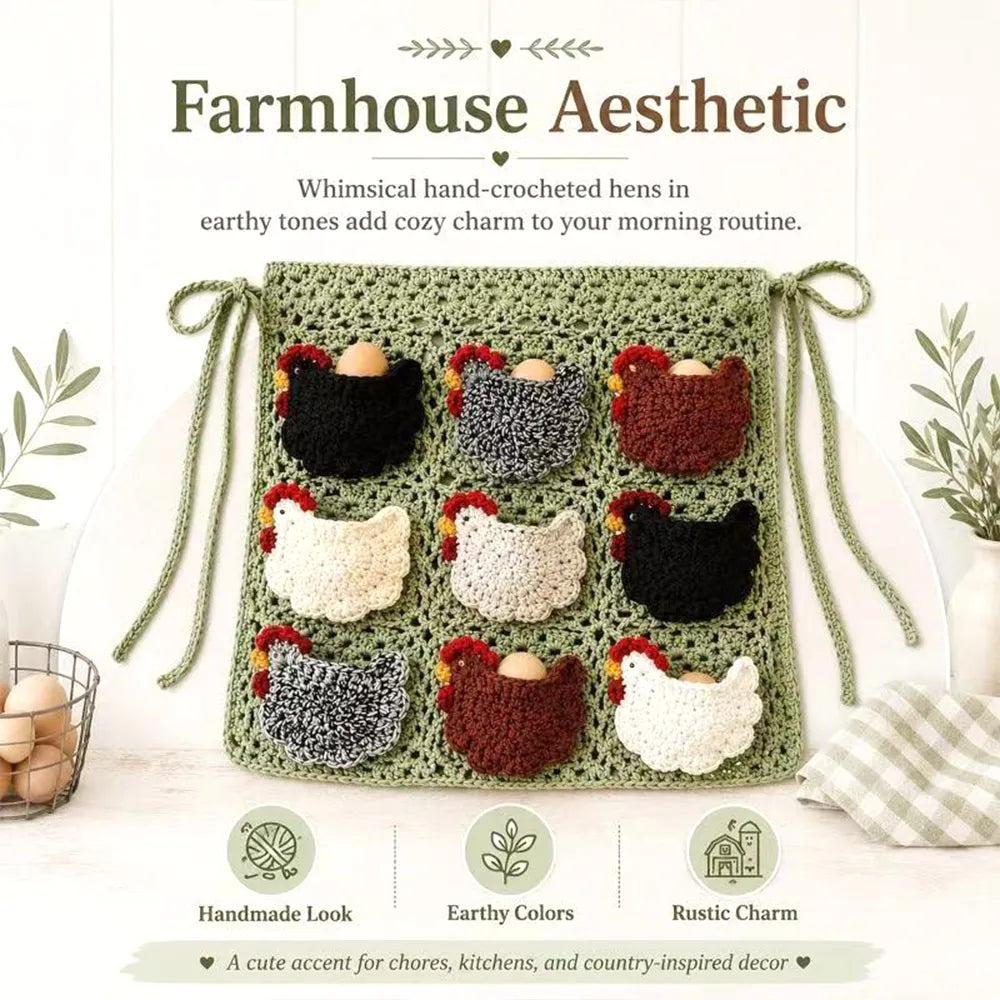 🐔 Crocheted Egg-Collecting Apron with Chicken Coop Pocket – Handmade Farm-Fresh Egg Helper
