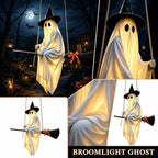 Light-Up Flying Broom Ghost Halloween Decoration