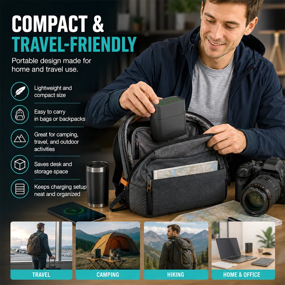 🔋 Portable Smart 8-Slot Rechargeable Battery Charger