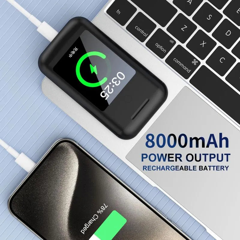Wireless Earbuds with 2.8" Touchscreen & Power Bank – Music, Power & Entertainment in One