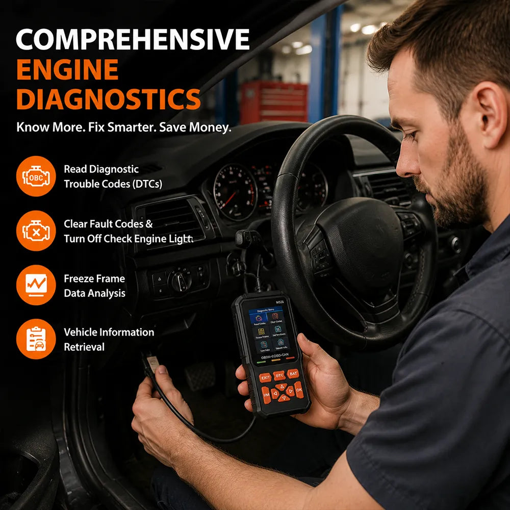 🔧M525 OBD2 Scanner – Advanced Engine Diagnostic Tool with Battery Test & Live Data