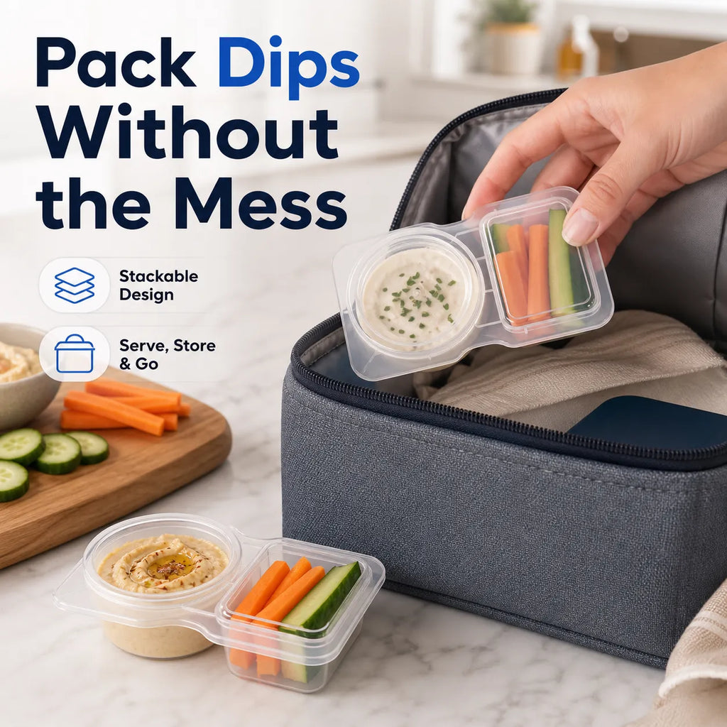Disposable Dual-Compartment Condiment Containers with Lids