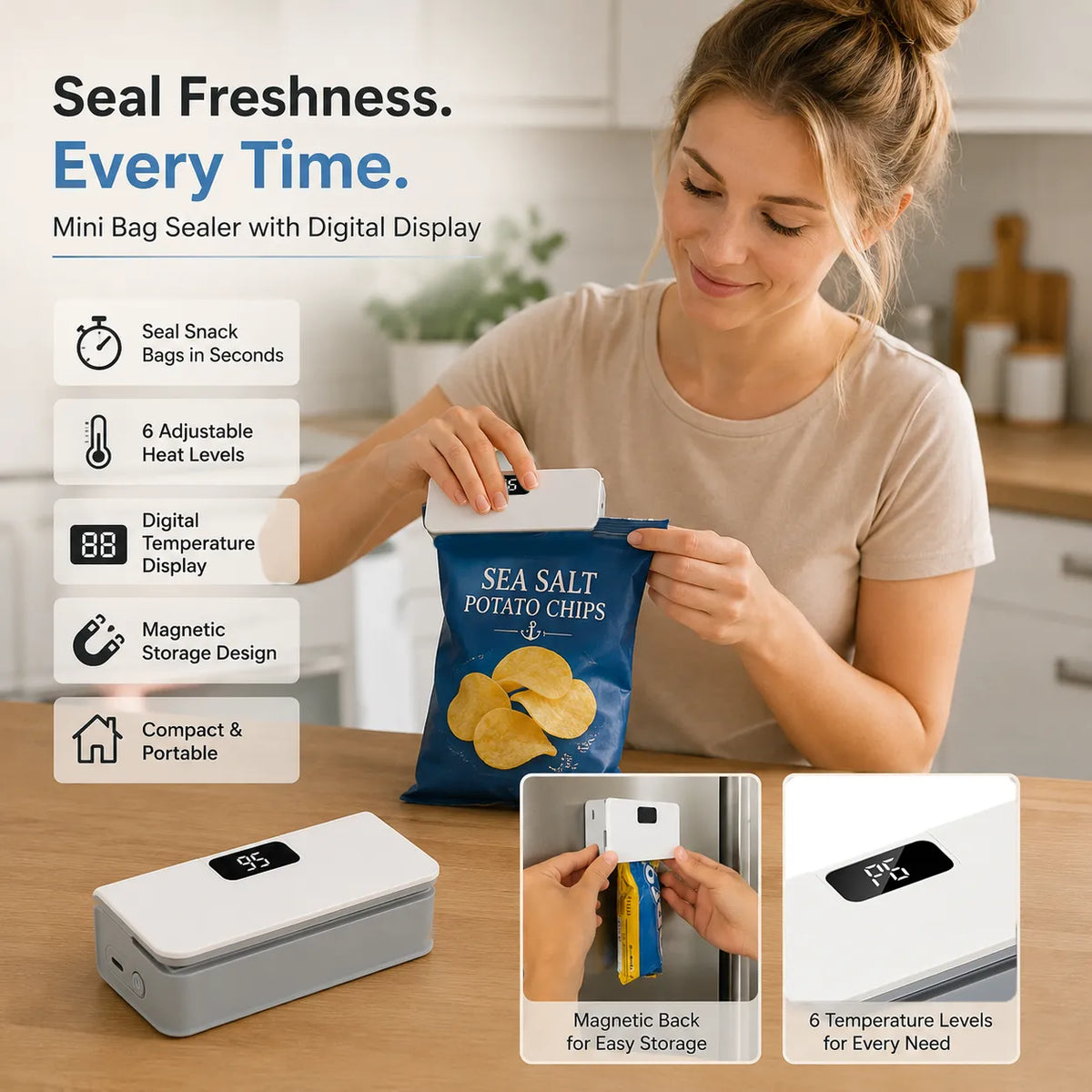 🔥 Mini Bag Sealer with Digital Display