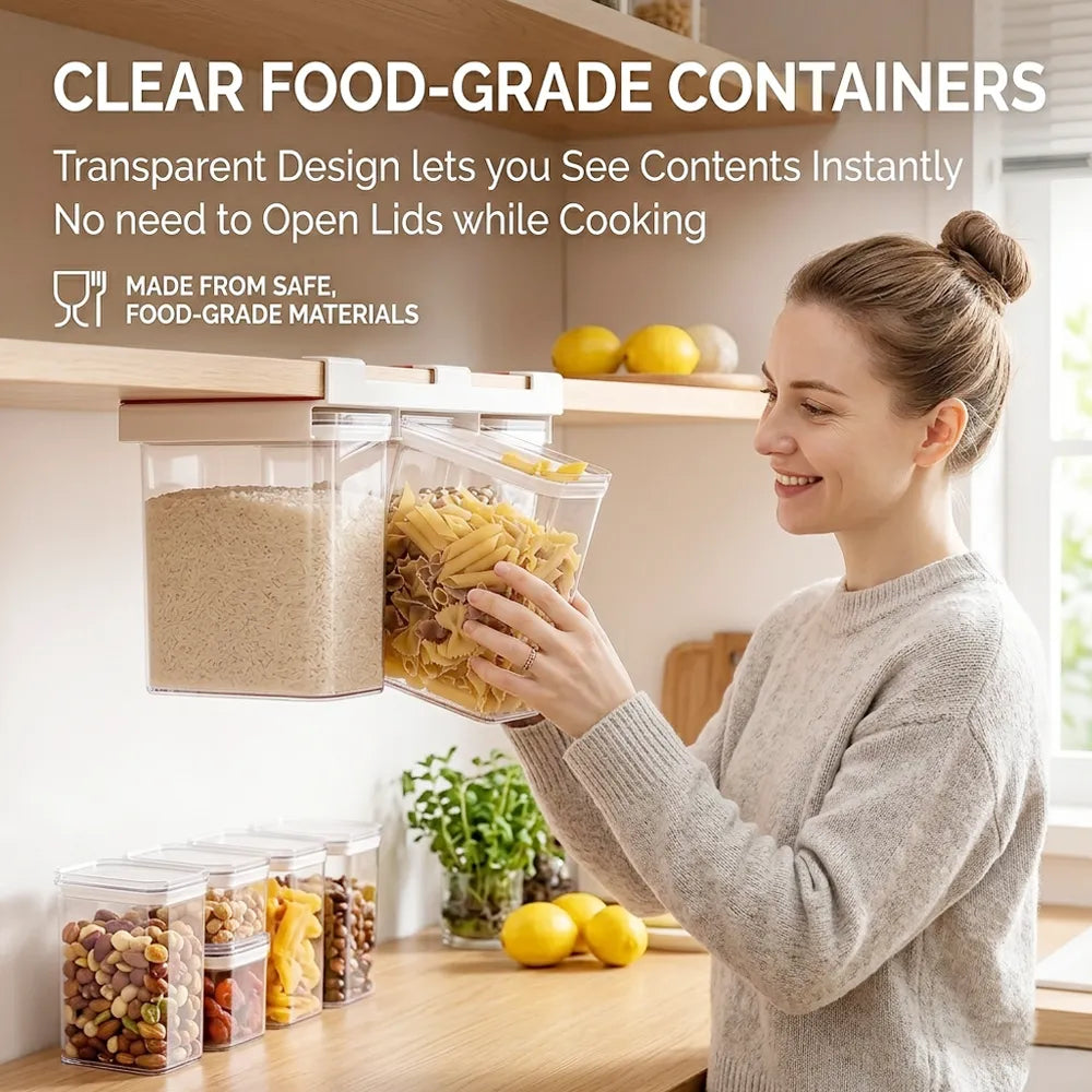 🧂 Under Cabinet Spice Rack with 3 Airtight Hanging Jars