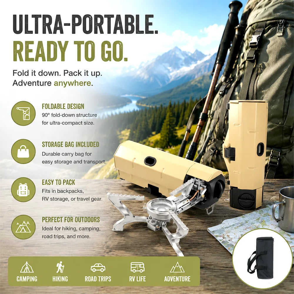 🔥 Foldable Camping Stove – Portable High-Power Butane Outdoor Cooker