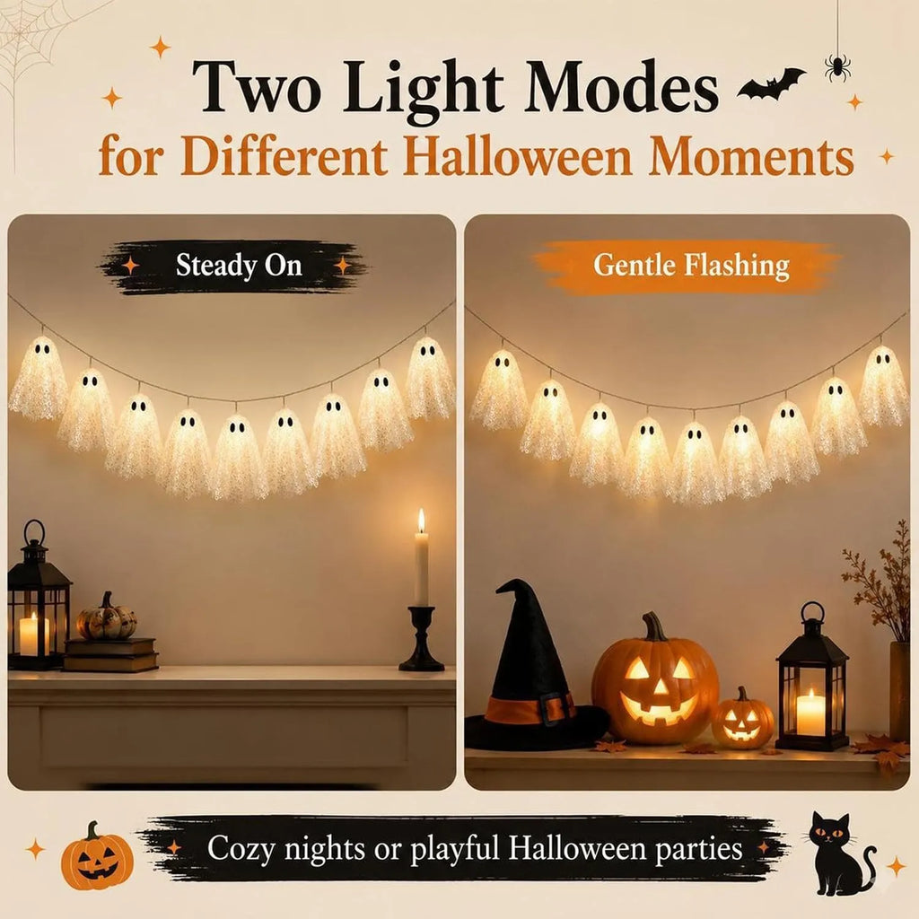 10-Piece Warm White Lace Ghost Garland Lights