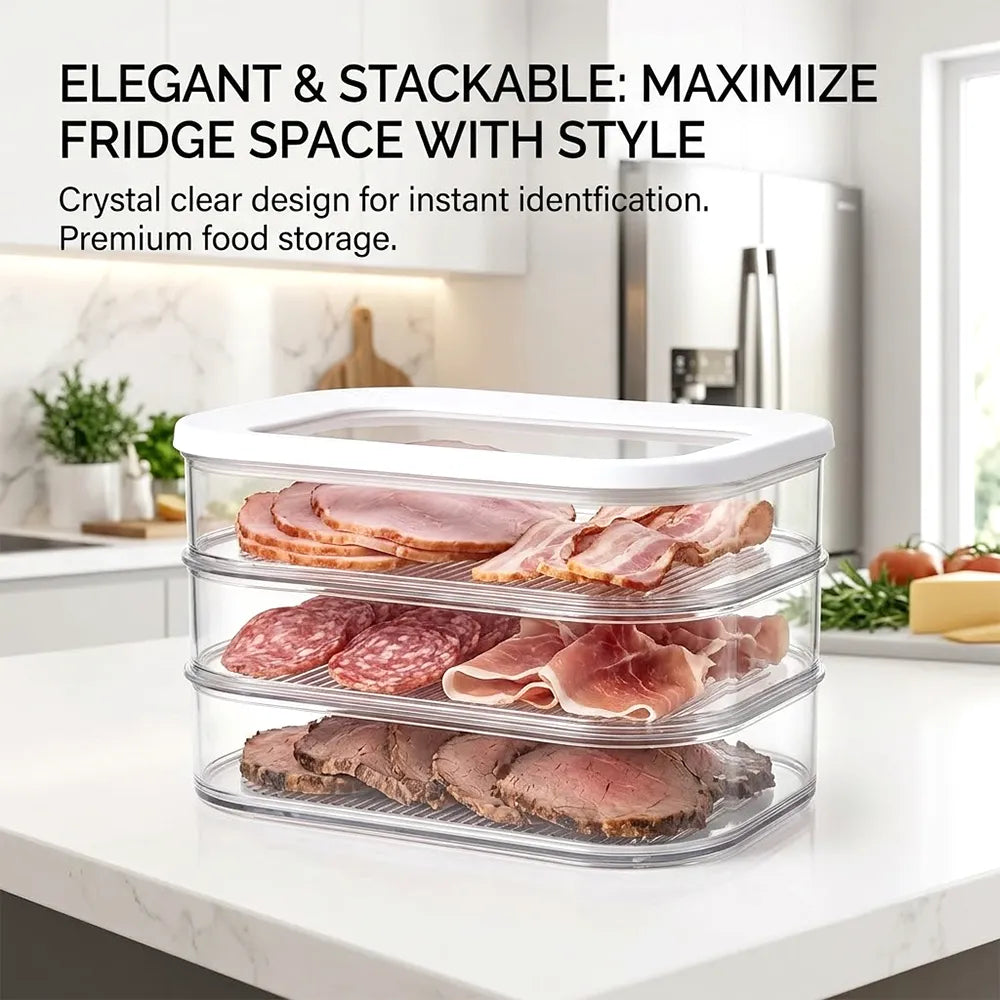🥗 Round Stackable Food Storage Box – 3-Compartment Freshness Organizer