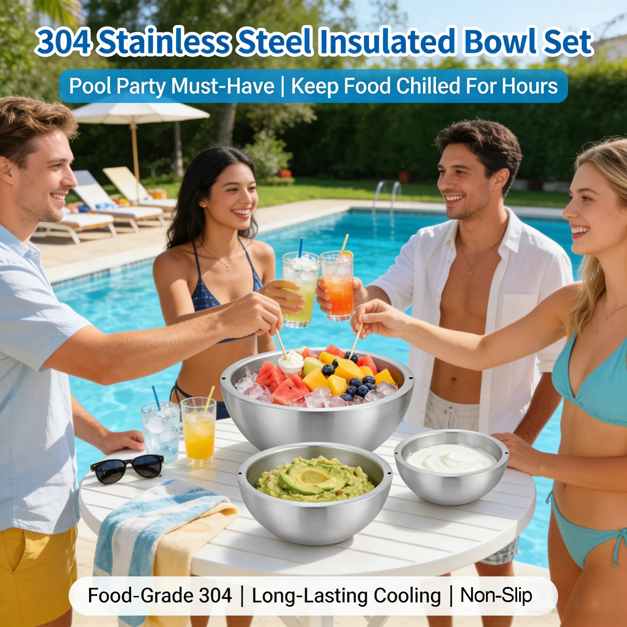 🥗 304 Stainless Steel Salad & Dipping Bowl