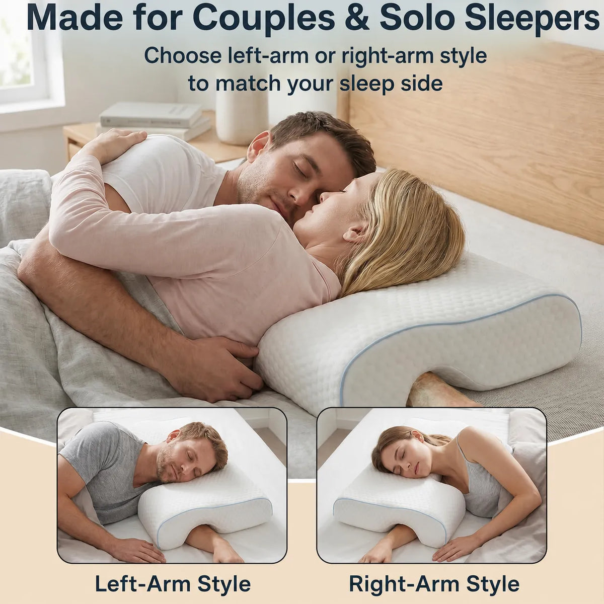 Couple Comfort Memory Foam Arm-Channel Pillow