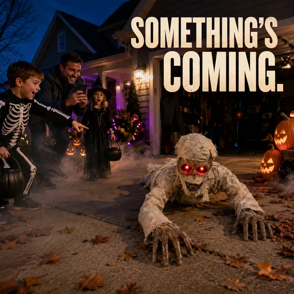 Sound-Activated Animated Crawling Mummy with Glowing Red Eyes