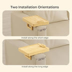 Adjustable Couch Armrest Tray Table with 360° Rotating Stand & Hidden Storage