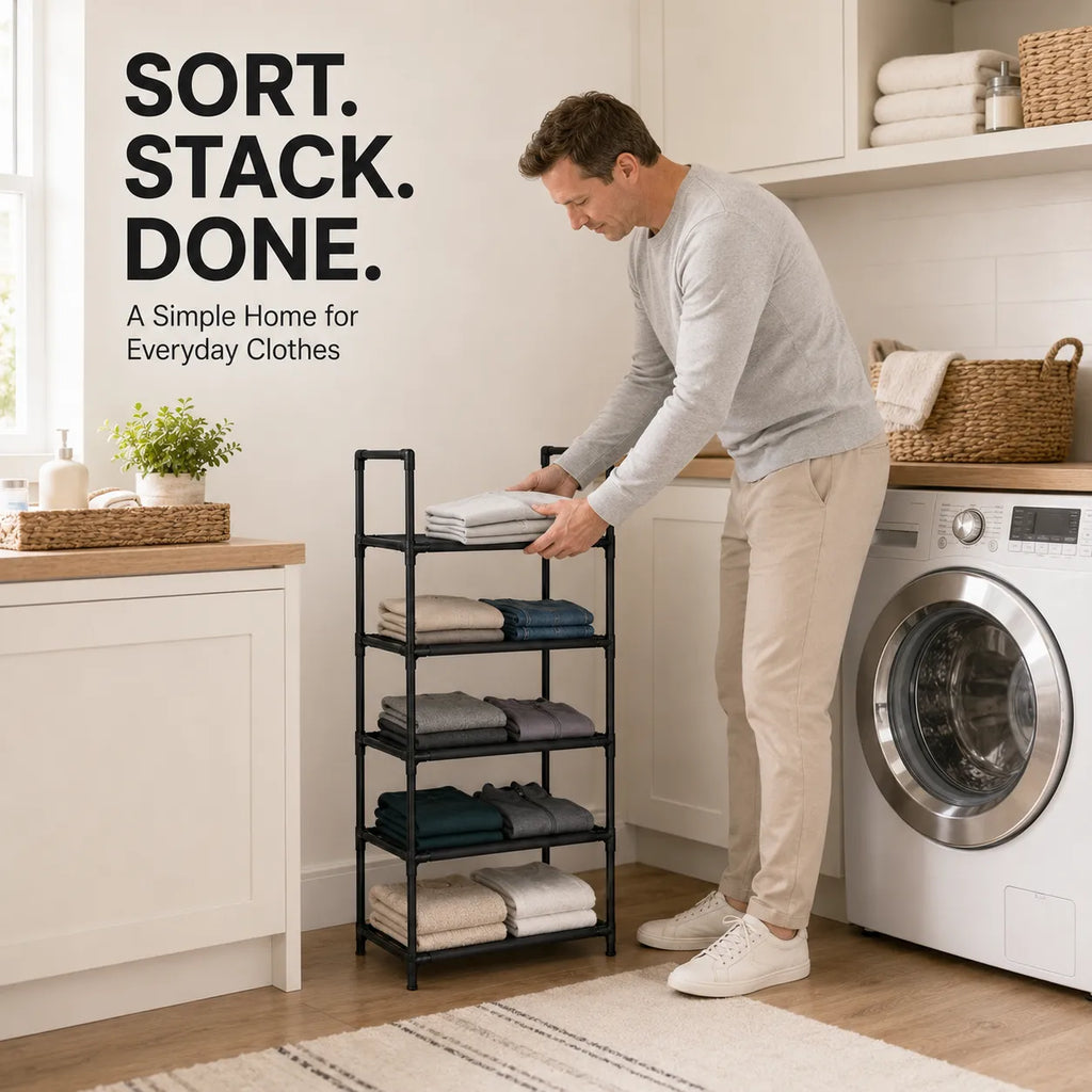 5-Tier Slim Storage Rack for Clothes & Shoes