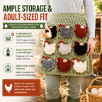 🐔 Crocheted Egg-Collecting Apron with Chicken Coop Pocket – Handmade Farm-Fresh Egg Helper