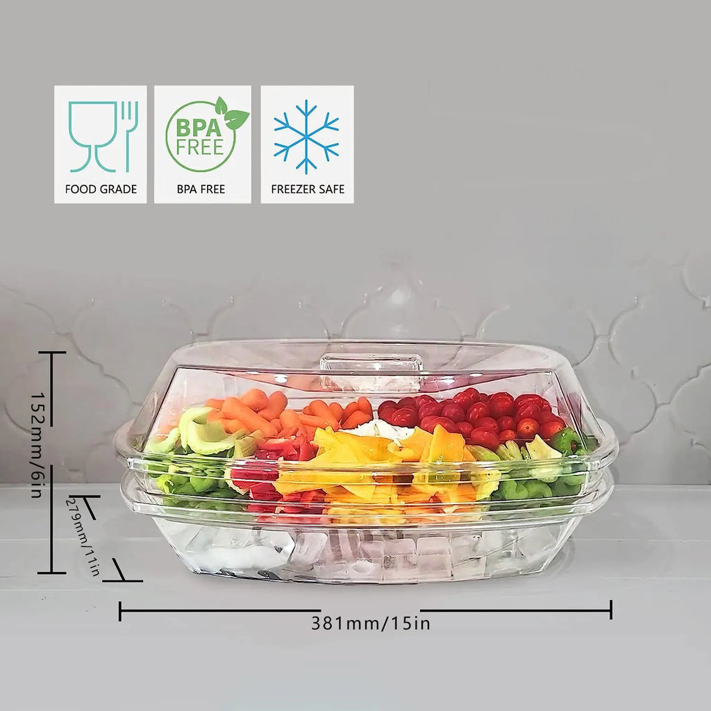 ❄️ 15-Inch Refrigerated Party Serving Tray with Lid