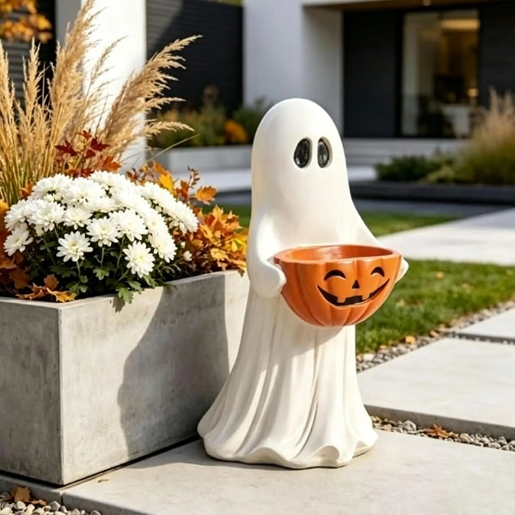 Spooky Welcome Ghost Pumpkin Treat & Planter Bowl