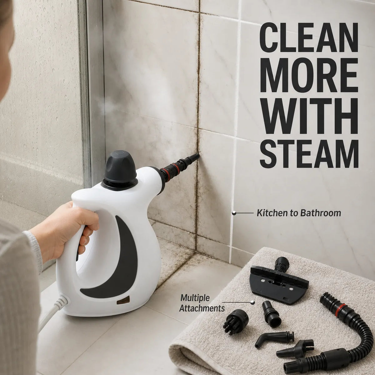 High-Pressure Handheld Steam Cleaner with Multi-Surface Attachments