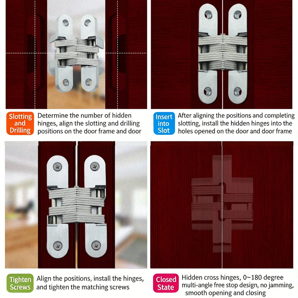 🔩Concealed Cross Hinges for Invisible Doors, Folding Doors, and Folding Screens