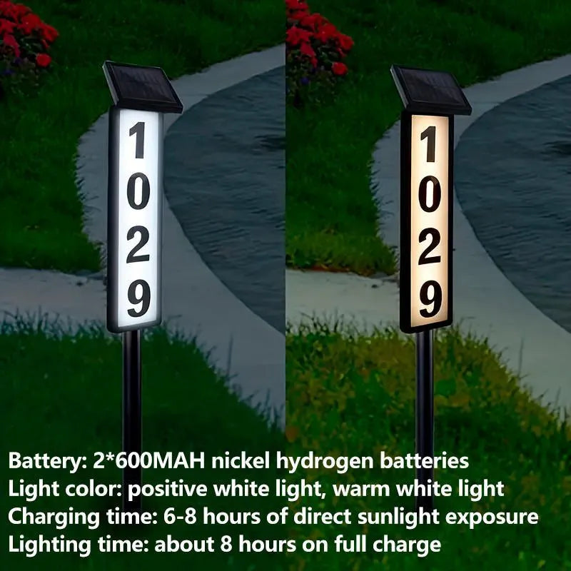 Solar Address Sign Lighted House Number with 2 Light Modes