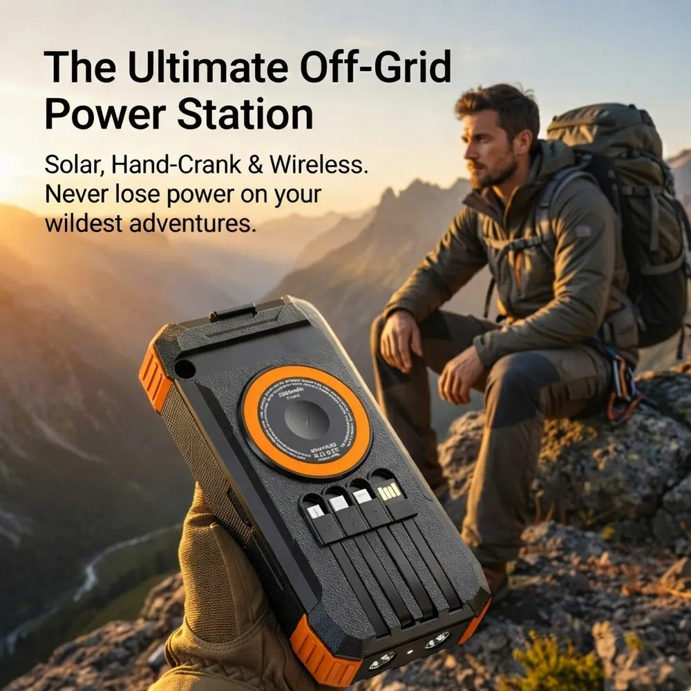 💡Solar Power Bank 20000mAh – Portable Charger