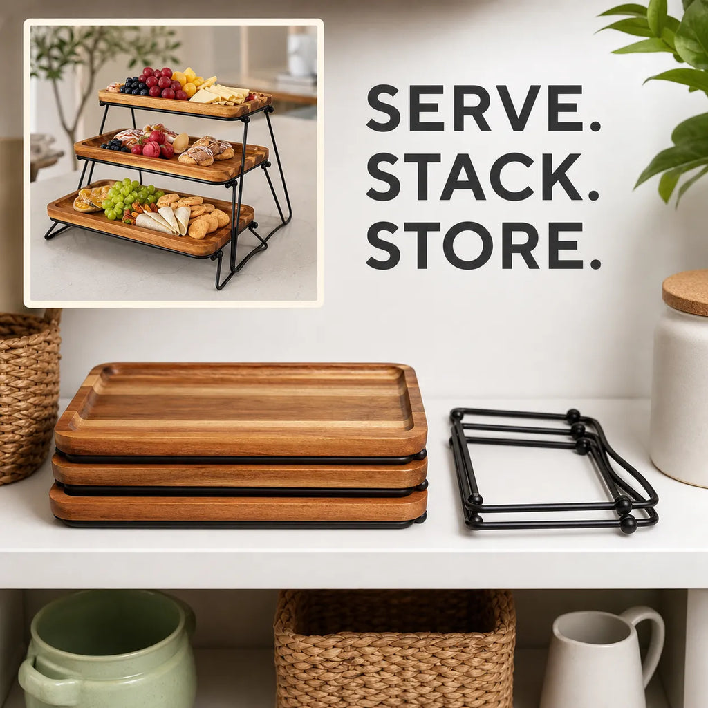 3-Tier Acacia Wood Cupcake & Serving Stand