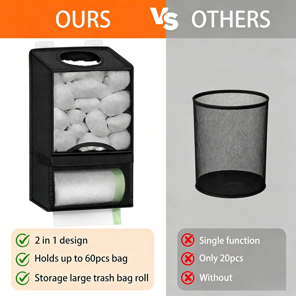 🛍️2-in-1 Hanging Storage Organizer — Large Capacity Plastic Bag & Trash Bag Dispenser