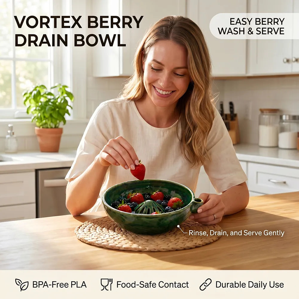 🍓Vortex Berry Strainer Bowl – Gentle Fruit Washing Colander for Kitchen & Dining