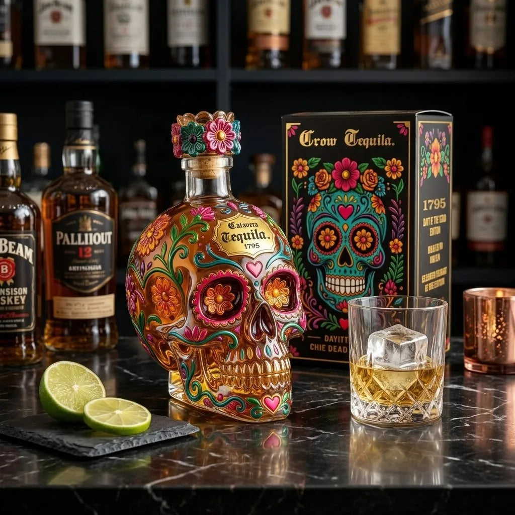 🔥Day of the Dead Limited Edition Tequila Bottle & Goblet – Limited Edition Art Glass