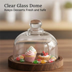🍰 Mini Snowball Dessert Display – Elegant Wood & Glass Cake Stand