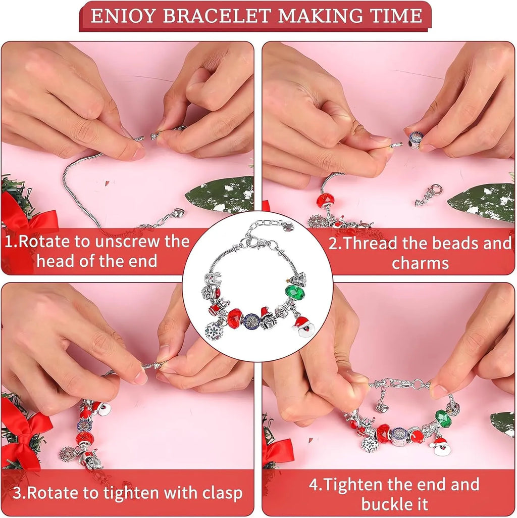 DIY 24 Days Christmas Countdown Calendar Bracelets Set