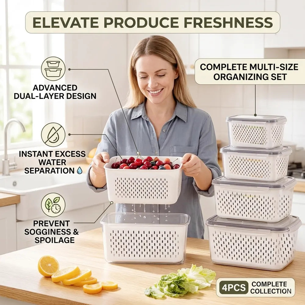🍓 Refrigerator Food Storage Containers – Keep Fruits Fresh