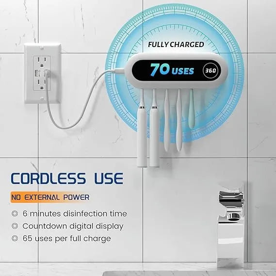 ✅ Toothbrush Holder with Timer & 5 Slots – Keep Your Family’s Toothbrushes Fresh & Organized