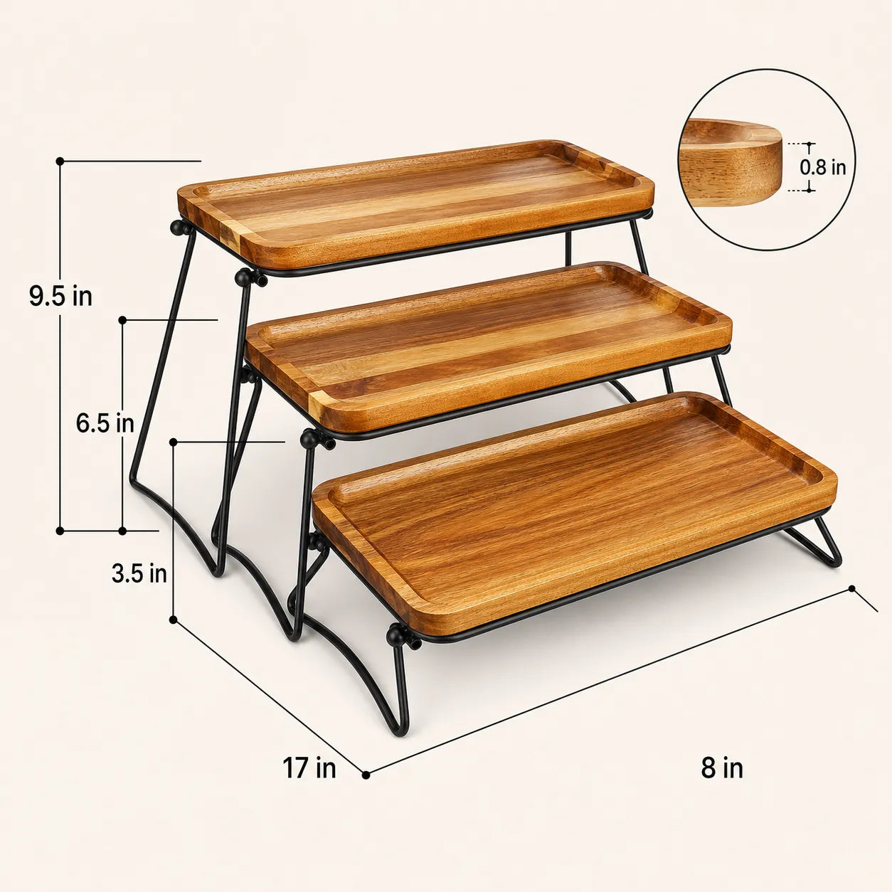3-Tier Acacia Wood Cupcake & Serving Stand