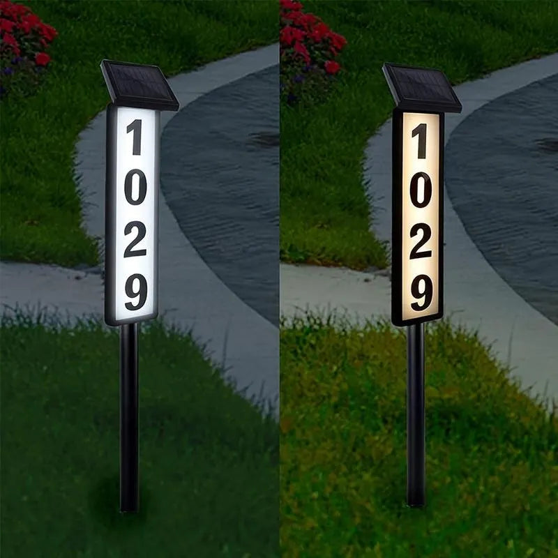 Solar Address Sign Lighted House Number with 2 Light Modes