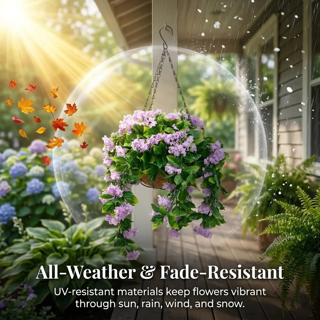 🌺 UV-Resistant Artificial Hanging Flower Basket