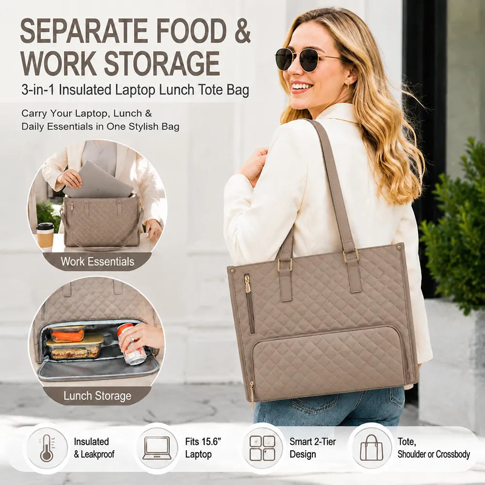 👜 3-in-1 Insulated Laptop Lunch Tote Bag