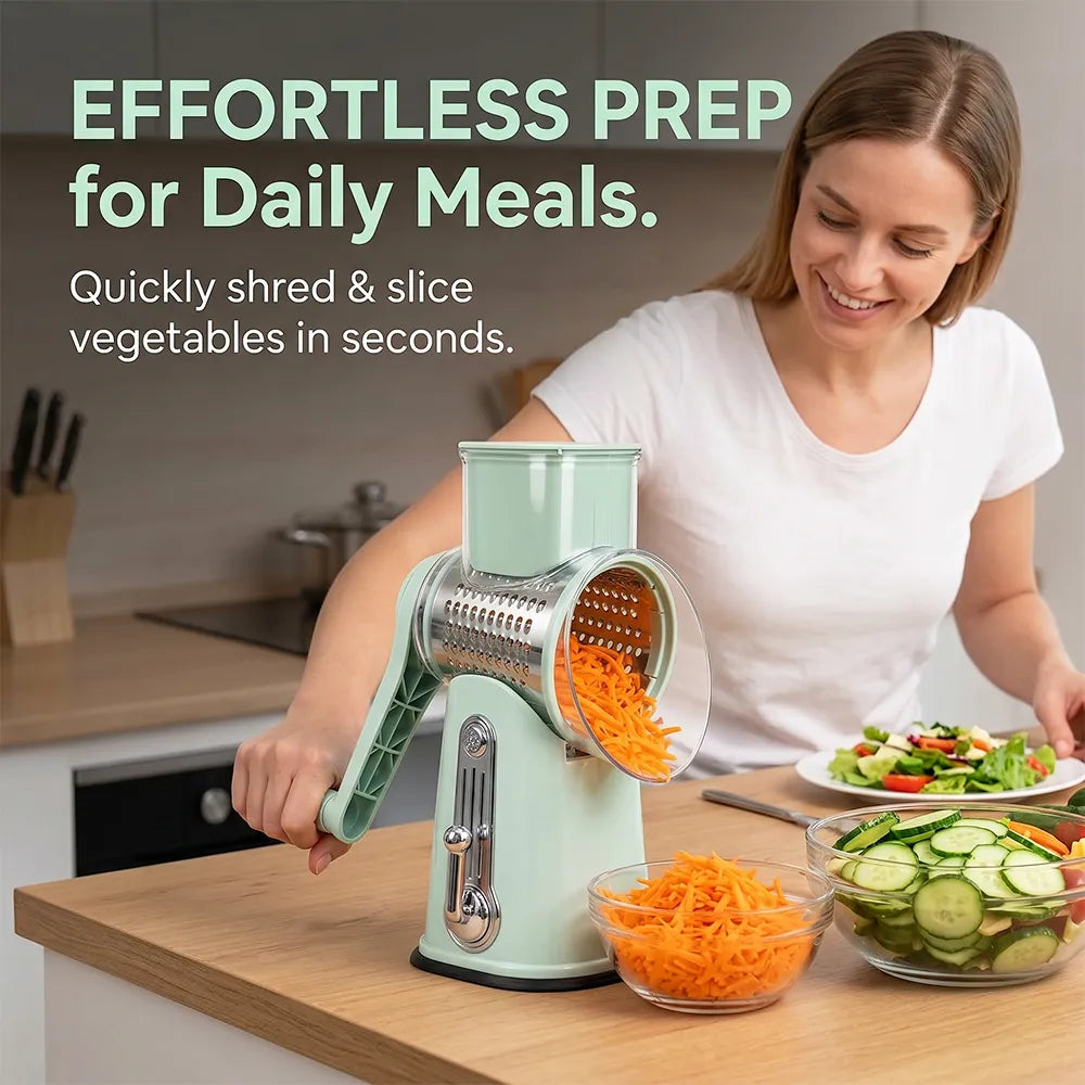 🧀 5-in-1 Rotary Grater with Handle