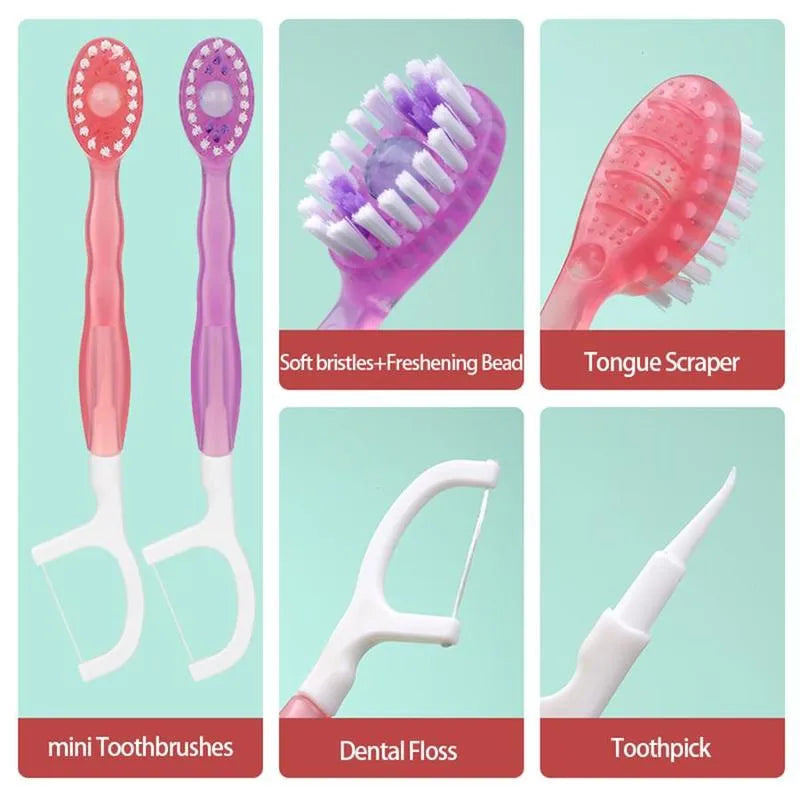5-in-1 Mini Toothbrush & Floss Set - Compact Oral Care Kit for Travel & Business Trips (26pcs/Pack)