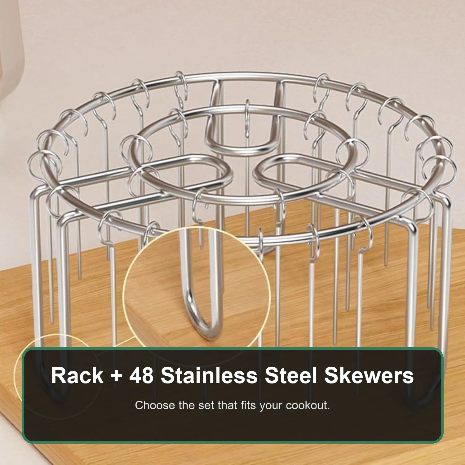 Rack plus 48 stainless steel skewers set