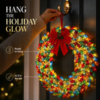 Multicolor Lighted Christmas Bulb Wreath