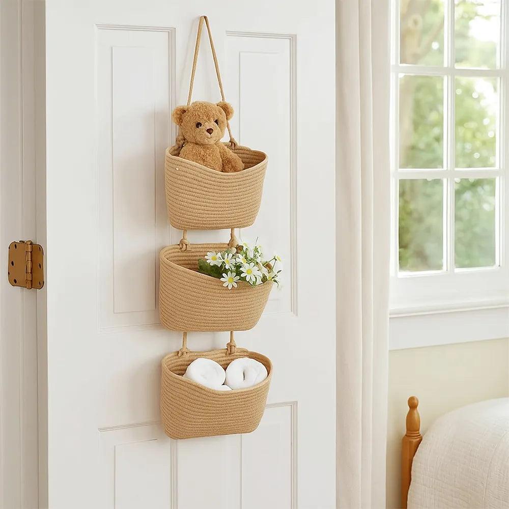 🌿Behind-the-Door Hanging Storage Basket (3-Tier Wall-Mounted Organizer)
