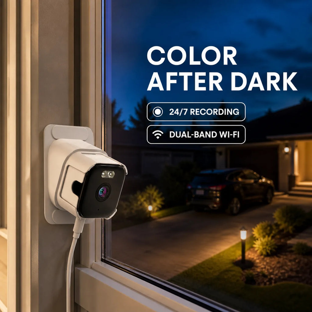 2K Window Security Camera with Full-Color Night Vision