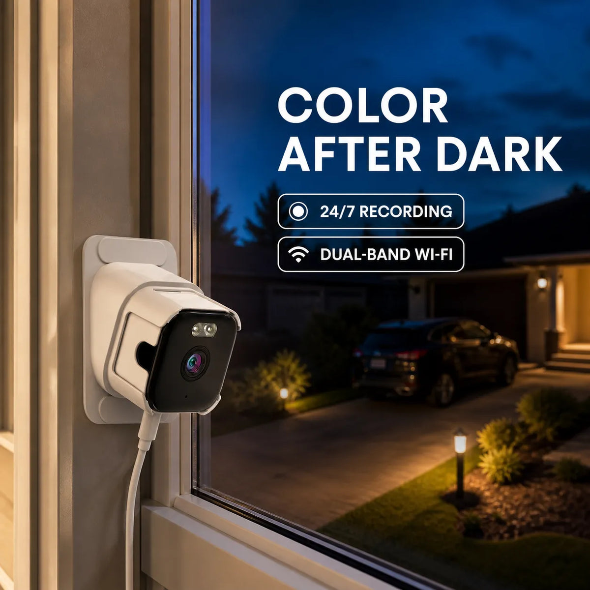2K Window Security Camera with Full-Color Night Vision