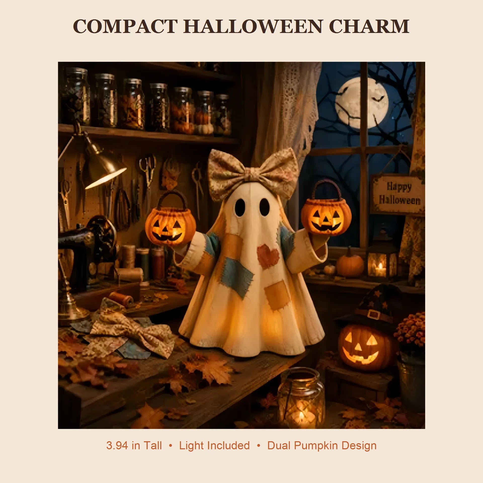 Cozy Glow Patchwork Ghost Halloween Decor