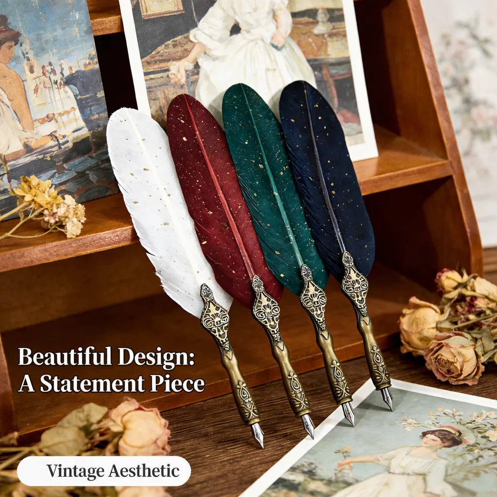 Vintage Signature Pen Calligraphy Set – Feather Pen for Writing