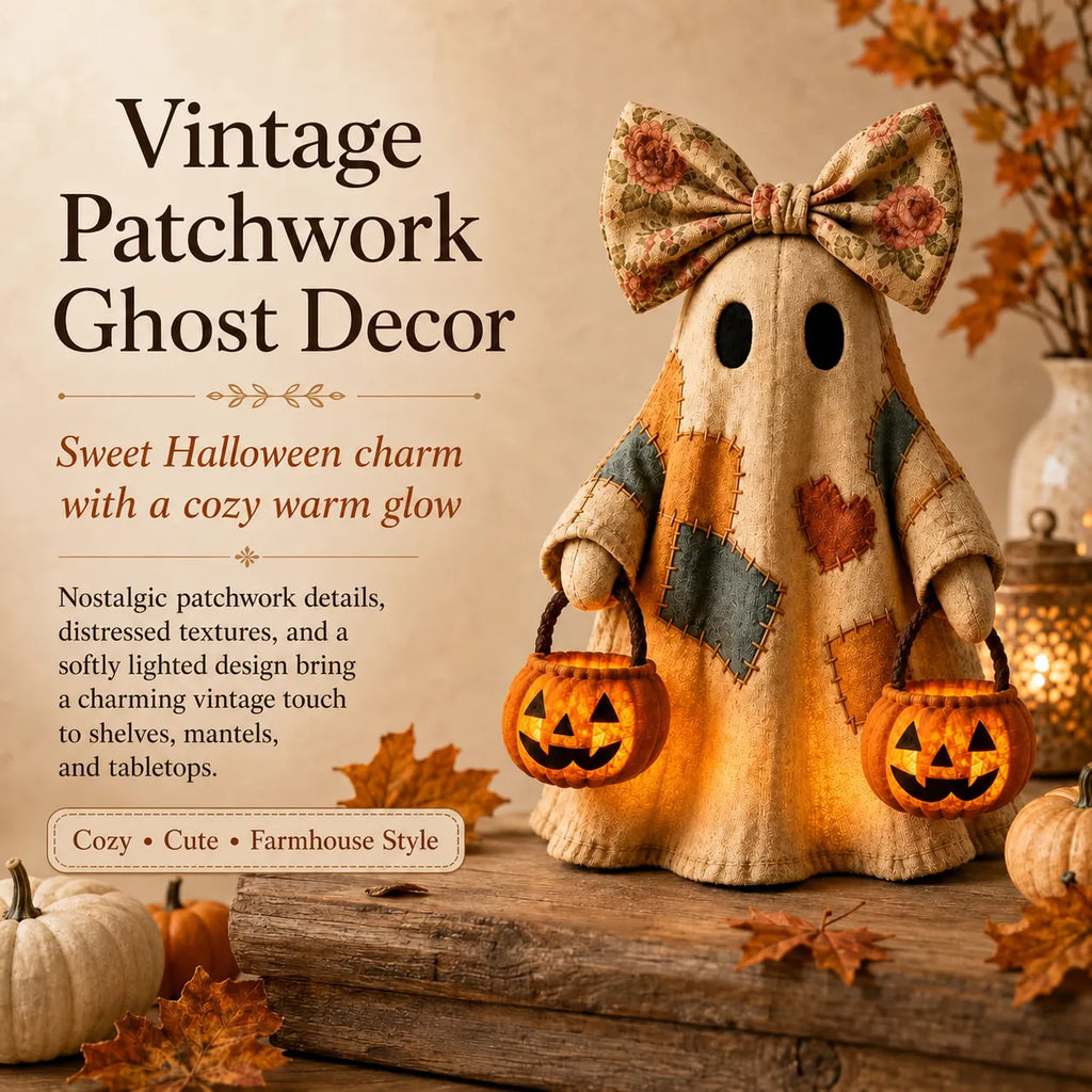 Cozy Glow Patchwork Ghost Halloween Decor